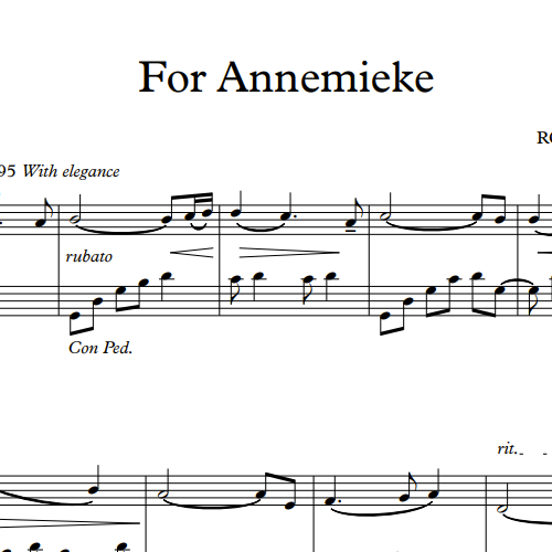Ron Adelaar - For Annemieke sheet music