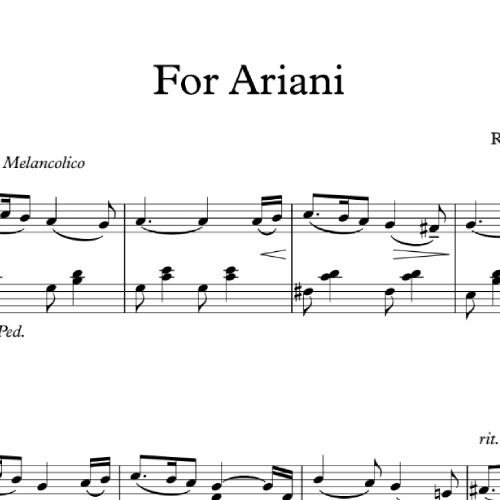 Ron Adelaar - For Ariani sheet music